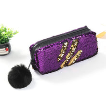 Load image into Gallery viewer, Reversible Sequin Pencil Case for Girls School Supplies Super Big Stationery Gift Magic Makeup Bag