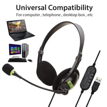 Load image into Gallery viewer, Computer USB Interface Headphone Aviation Headset with Microphone