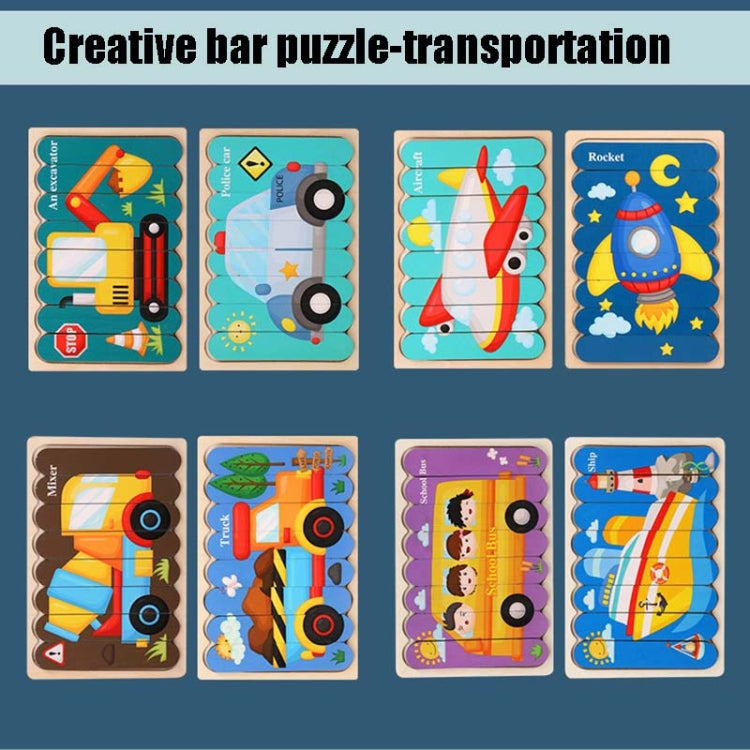 QBT01 Children Double-Sided Wooden Puzzle Bar Puzzle Toy