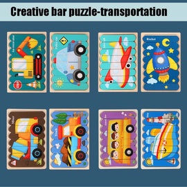 QBT01 Children Double-Sided Wooden Puzzle Bar Puzzle Toy