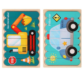 QBT01 Children Double-Sided Wooden Puzzle Bar Puzzle Toy