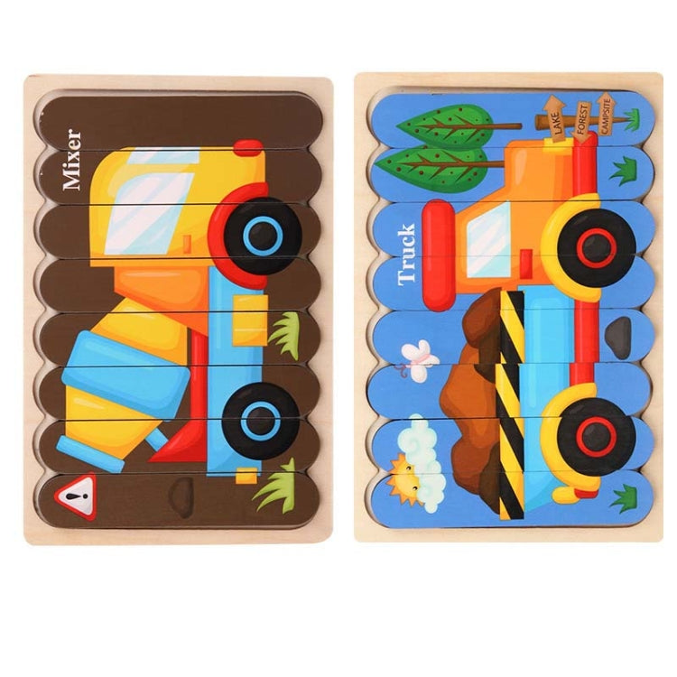 QBT01 Children Double-Sided Wooden Puzzle Bar Puzzle Toy