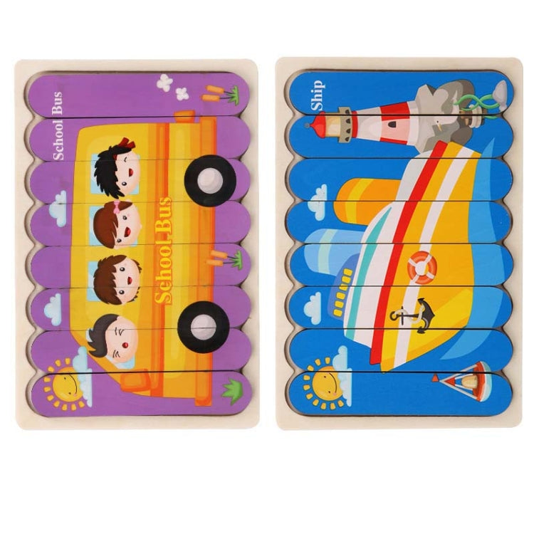 QBT01 Children Double-Sided Wooden Puzzle Bar Puzzle Toy