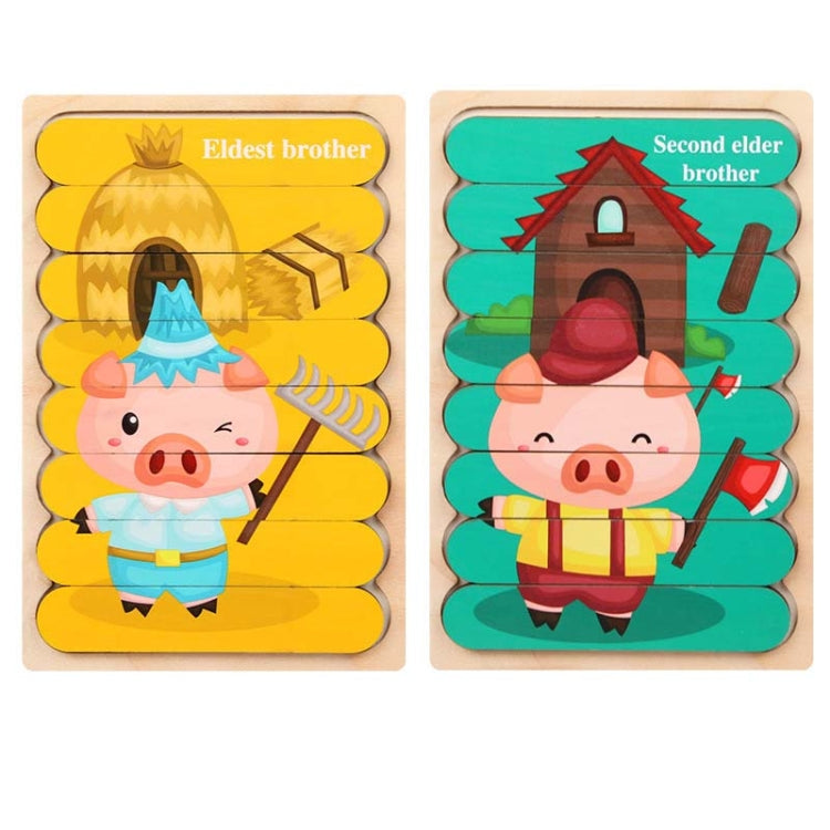 QBT01 Children Double-Sided Wooden Puzzle Bar Puzzle Toy