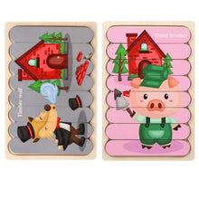 Load image into Gallery viewer, QBT01 Children Double-Sided Wooden Puzzle Bar Puzzle Toy
