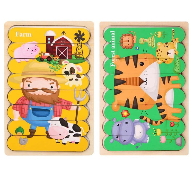 QBT01 Children Double-Sided Wooden Puzzle Bar Puzzle Toy