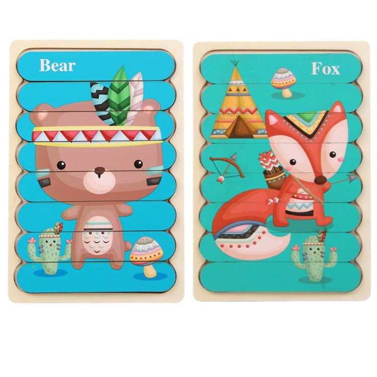 QBT01 Children Double-Sided Wooden Puzzle Bar Puzzle Toy