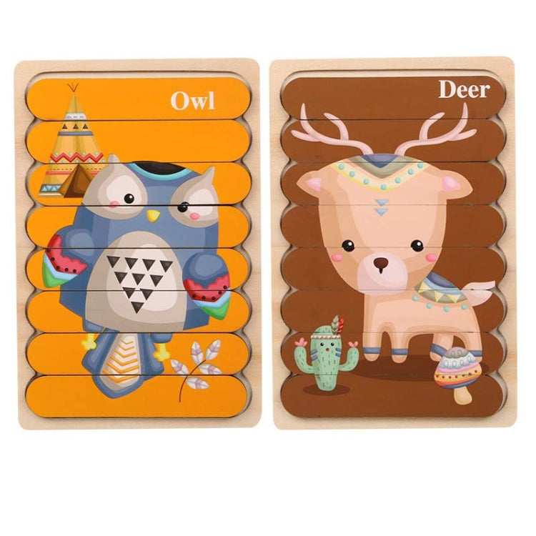 QBT01 Children Double-Sided Wooden Puzzle Bar Puzzle Toy