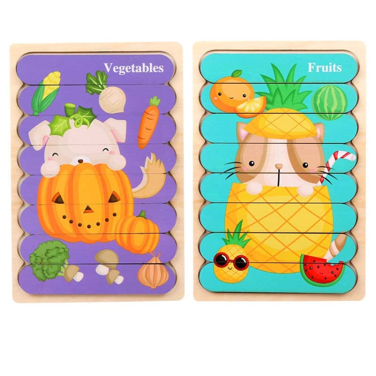 QBT01 Children Double-Sided Wooden Puzzle Bar Puzzle Toy