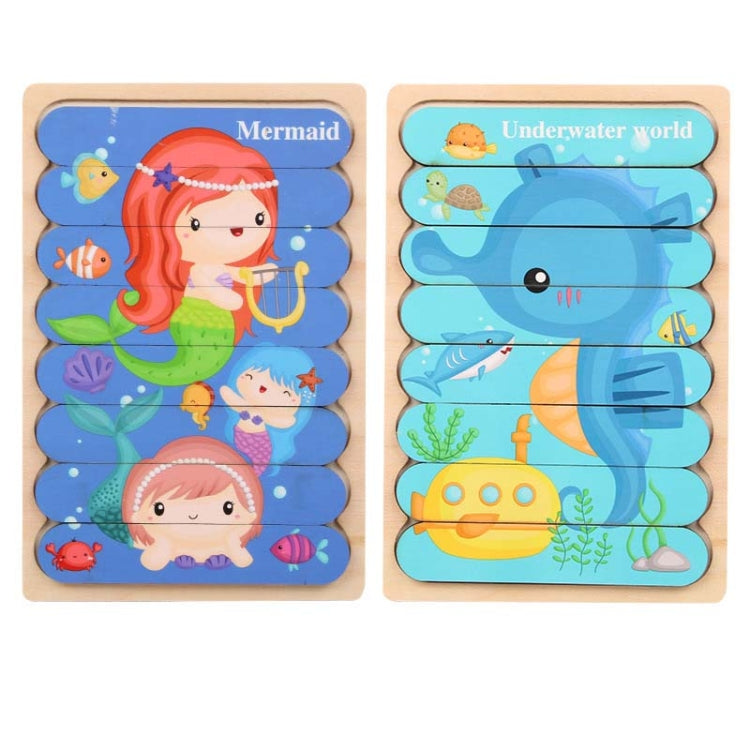 QBT01 Children Double-Sided Wooden Puzzle Bar Puzzle Toy
