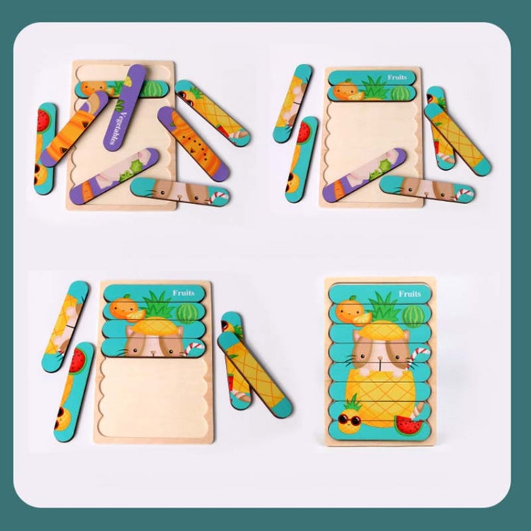QBT01 Children Double-Sided Wooden Puzzle Bar Puzzle Toy