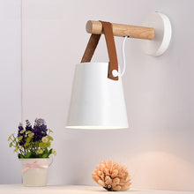 Load image into Gallery viewer, LED Wall Light Wood Wall Lamp Bed Bedside Light Night Lights Modern Nordic Lampshade Home Decor, white, black