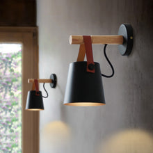 Load image into Gallery viewer, LED Wall Light Wood Wall Lamp Bed Bedside Light Night Lights Modern Nordic Lampshade Home Decor, white, black