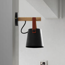 Load image into Gallery viewer, LED Wall Light Wood Wall Lamp Bed Bedside Light Night Lights Modern Nordic Lampshade Home Decor, white, black