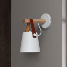 Load image into Gallery viewer, LED Wall Light Wood Wall Lamp Bed Bedside Light Night Lights Modern Nordic Lampshade Home Decor, white, black