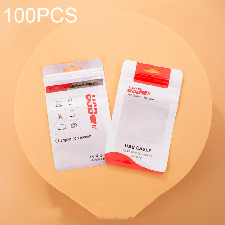100 PCS Data Cable Packaging Bag Plastic Sealing Bag