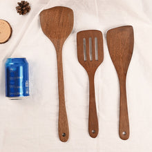 Load image into Gallery viewer, Long Handle Unpainted Chicken Wings Wooden Spatula Kitchen Utensils, Large Spatula, Large vegetable Spatula, Oblique Spade, Square Curved Spade, 3 Square Curved Spade
