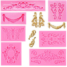 Load image into Gallery viewer, 2 PCS Fondant Cake Silicone Mold Hollow Embossed Border Frame Retro Photo Frame Mould