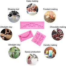 Load image into Gallery viewer, 2 PCS Fondant Cake Silicone Mold Hollow Embossed Border Frame Retro Photo Frame Mould