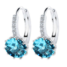 Load image into Gallery viewer, 925 Sterling Silver Women Shiny Shape Micro-inserts Zircon Earrings, White, Black, Pink, Red, Water Blue