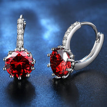 Load image into Gallery viewer, 925 Sterling Silver Women Shiny Shape Micro-inserts Zircon Earrings, White, Black, Pink, Red, Water Blue