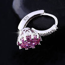 Load image into Gallery viewer, 925 Sterling Silver Women Shiny Shape Micro-inserts Zircon Earrings, White, Black, Pink, Red, Water Blue