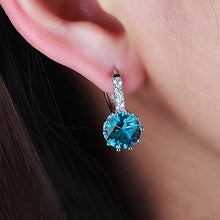Load image into Gallery viewer, 925 Sterling Silver Women Shiny Shape Micro-inserts Zircon Earrings, White, Black, Pink, Red, Water Blue