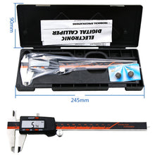 Load image into Gallery viewer, 0-150mm Plastic Meter Stainless Steel Body Digital Display Electronic High-Precision Vernier Caliper, 2 Units of mm/inch, 3 Units of mm/in/f