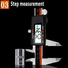 Load image into Gallery viewer, 0-150mm Plastic Meter Stainless Steel Body Digital Display Electronic High-Precision Vernier Caliper, 2 Units of mm/inch, 3 Units of mm/in/f