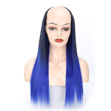 Load image into Gallery viewer, Wig Half Headgear Long Straight Hair U-Shaped Wig Headgear, 1.US-1B# Black, 2.US-1BT0906 #, 3. Black Gradient Sapphire Blue, 4.US-2# Natural Black, 5.US-4# Brown Black, 6.US-4H27#, 7.US-4M30# Linen, 8.US-4M33# Chestnut Color, 9.US-8#, 10.US-8H613#     ...