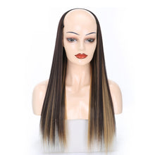 Load image into Gallery viewer, Wig Half Headgear Long Straight Hair U-Shaped Wig Headgear, 1.US-1B# Black, 2.US-1BT0906 #, 3. Black Gradient Sapphire Blue, 4.US-2# Natural Black, 5.US-4# Brown Black, 6.US-4H27#, 7.US-4M30# Linen, 8.US-4M33# Chestnut Color, 9.US-8#, 10.US-8H613#     ...