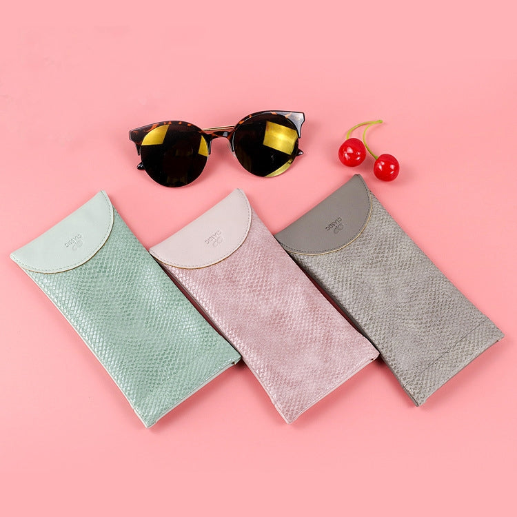 Snake Print PU Elastic Leather Sunglasses Bag  Myopia And Presbyopic Glasses Bag