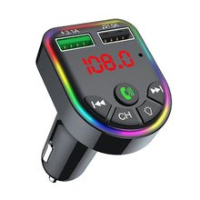 Load image into Gallery viewer, F5 Car FM Transmitter Bluetooth Hands-Free MP3 Music Player Colorful Atmosphere Light, F5