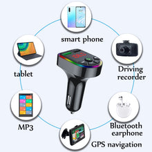 Load image into Gallery viewer, F5 Car FM Transmitter Bluetooth Hands-Free MP3 Music Player Colorful Atmosphere Light, F5