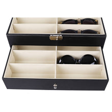 Load image into Gallery viewer, PU Leather Double-Layer Glasses Case Sunglasses Storage Display Box, Size: 33.5x19.5x15.5 cm