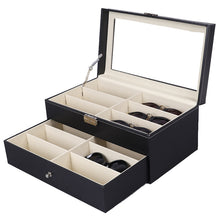Load image into Gallery viewer, PU Leather Double-Layer Glasses Case Sunglasses Storage Display Box, Size: 33.5x19.5x15.5 cm