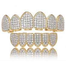 Load image into Gallery viewer, Halloween Accessories Micro-Inlaid Zircon Hip-Hop Braces, Gold Suit, Silver Suit, Gold Upper Teeth, Gold Lower Teeth, Silver Upper Teeth, Silver Lower Teeth