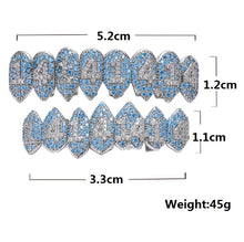 Load image into Gallery viewer, Halloween Accessories Micro-Inlaid Zircon Hip-Hop Braces, Gold Suit, Silver Suit, Gold Upper Teeth, Gold Lower Teeth, Silver Upper Teeth, Silver Lower Teeth