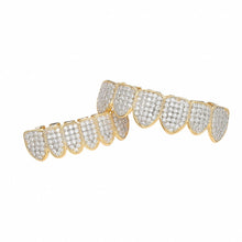 Load image into Gallery viewer, Halloween Accessories Micro-Inlaid Zircon Hip-Hop Braces, Gold Suit, Silver Suit, Gold Upper Teeth, Gold Lower Teeth, Silver Upper Teeth, Silver Lower Teeth