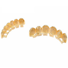 Load image into Gallery viewer, Halloween Accessories Micro-Inlaid Zircon Hip-Hop Braces, Gold Suit, Silver Suit, Gold Upper Teeth, Gold Lower Teeth, Silver Upper Teeth, Silver Lower Teeth