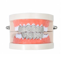 Load image into Gallery viewer, Halloween Accessories Micro-Inlaid Zircon Hip-Hop Braces, Gold Suit, Silver Suit, Gold Upper Teeth, Gold Lower Teeth, Silver Upper Teeth, Silver Lower Teeth