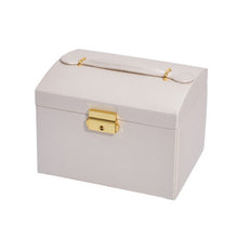 Load image into Gallery viewer, Three-Layer Leather Drawer Type Jewelry Storage Box Earrings Box With Lock, Three-Layer (Creamy White), Three-Layer (Dark Green), Three-Layer (Navy Blue)