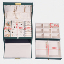 Load image into Gallery viewer, Three-Layer Leather Drawer Type Jewelry Storage Box Earrings Box With Lock, Three-Layer (Creamy White), Three-Layer (Dark Green), Three-Layer (Navy Blue)