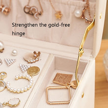 Load image into Gallery viewer, Three-Layer Leather Drawer Type Jewelry Storage Box Earrings Box With Lock, Three-Layer (Creamy White), Three-Layer (Dark Green), Three-Layer (Navy Blue)