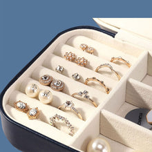 Load image into Gallery viewer, Double-Layer Jewelry Storage Box Earrings Ring Portable Flannel Jewelry Box