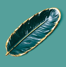 Load image into Gallery viewer, Phnom Penh Ceramic Dessert Plate Feather Plate Banana Leaf Fruit Dried Fruit Storage Tray, Size:, Large （Bright Emerald), Small (Bright Emerald), Large (Bright Peach Pink), Small (Bright Peach Pink), Large (Matt Black), Small (Matte  Black)            ...