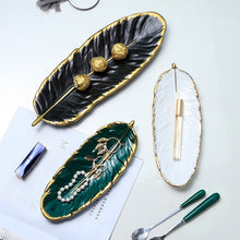 Load image into Gallery viewer, Phnom Penh Ceramic Dessert Plate Feather Plate Banana Leaf Fruit Dried Fruit Storage Tray, Size:, Large （Bright Emerald), Small (Bright Emerald), Large (Bright Peach Pink), Small (Bright Peach Pink), Large (Matt Black), Small (Matte  Black)            ...