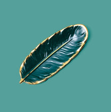 Load image into Gallery viewer, Phnom Penh Ceramic Dessert Plate Feather Plate Banana Leaf Fruit Dried Fruit Storage Tray, Size:, Large （Bright Emerald), Small (Bright Emerald), Large (Bright Peach Pink), Small (Bright Peach Pink), Large (Matt Black), Small (Matte  Black)            ...
