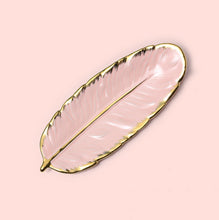 Load image into Gallery viewer, Phnom Penh Ceramic Dessert Plate Feather Plate Banana Leaf Fruit Dried Fruit Storage Tray, Size:, Large （Bright Emerald), Small (Bright Emerald), Large (Bright Peach Pink), Small (Bright Peach Pink), Large (Matt Black), Small (Matte  Black)            ...