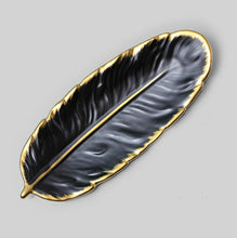 Load image into Gallery viewer, Phnom Penh Ceramic Dessert Plate Feather Plate Banana Leaf Fruit Dried Fruit Storage Tray, Size:, Large （Bright Emerald), Small (Bright Emerald), Large (Bright Peach Pink), Small (Bright Peach Pink), Large (Matt Black), Small (Matte  Black)            ...